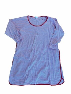 NWOT Lake Pajamas Striped pima nightgown with Red Trim